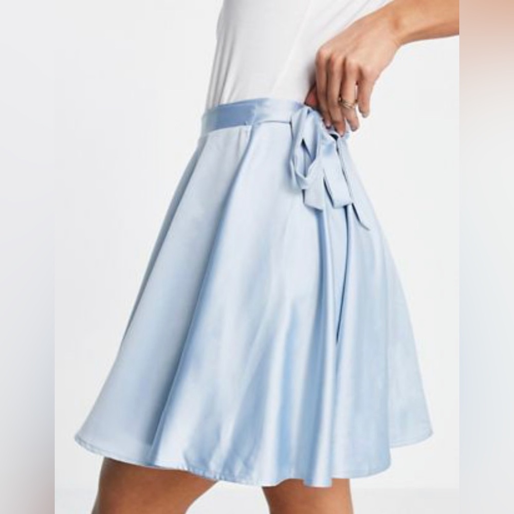 Light Blue Satin Ballet Wrap Skirt